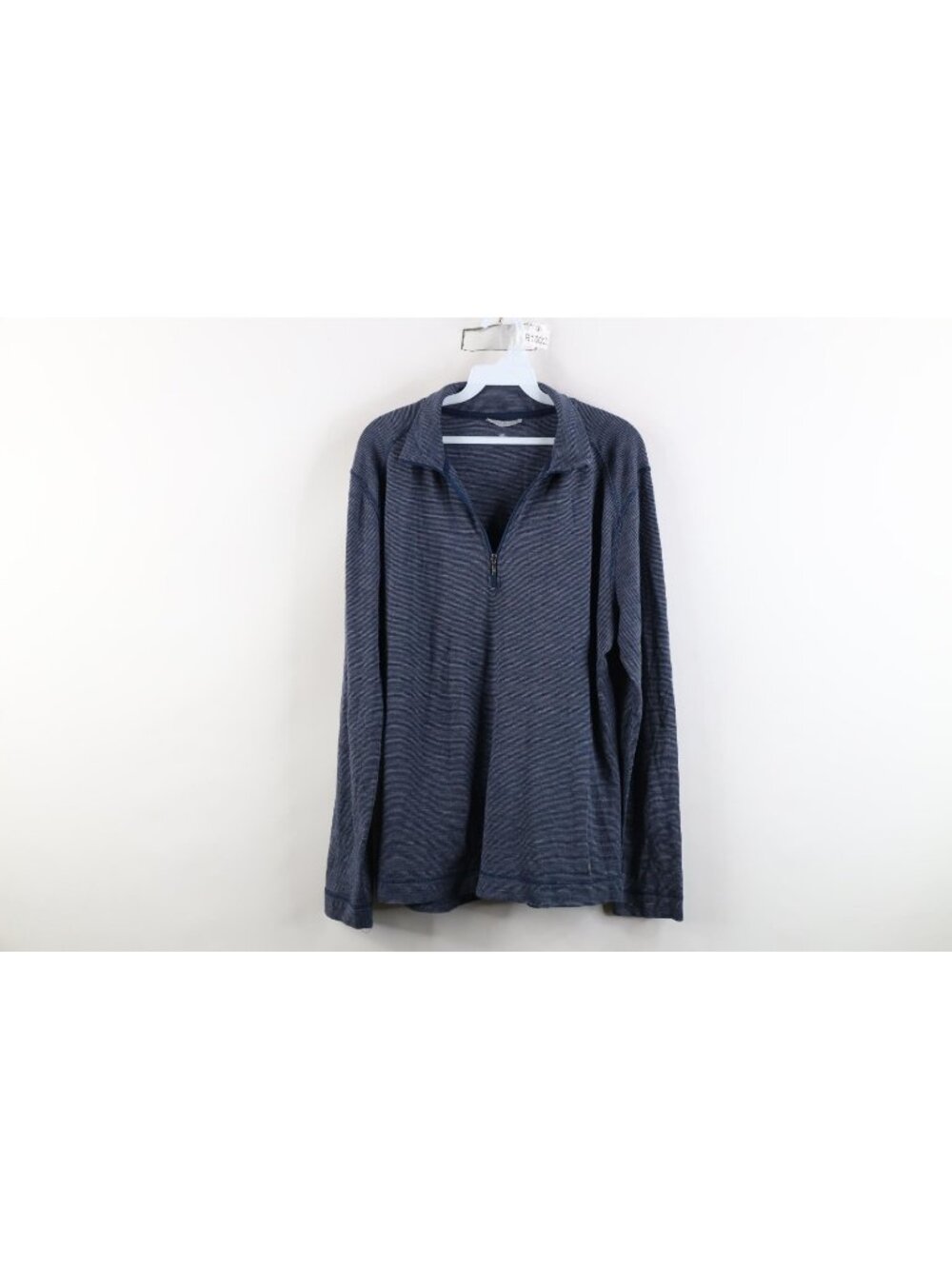 Smartwool Mens XL Merino Wool Knit Striped 1/4 Zip Pullover Sweater Top Blue